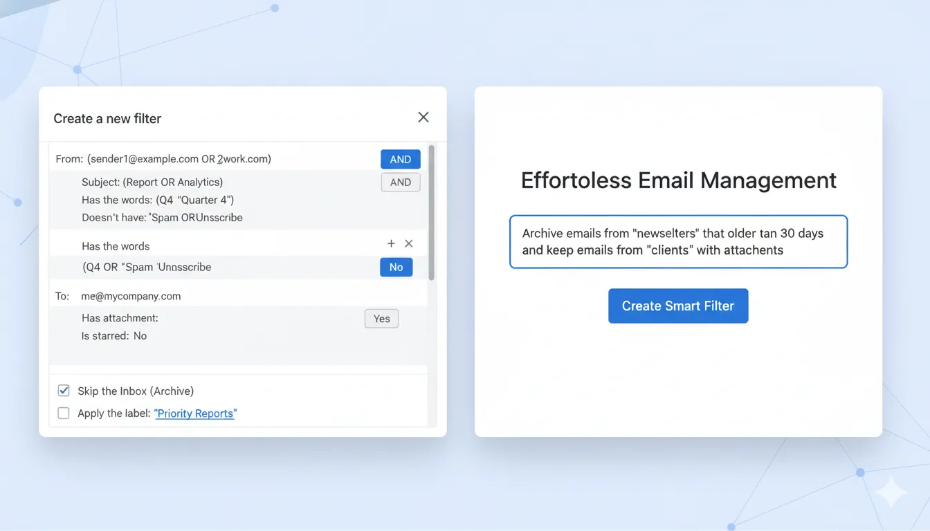 Filter rules vs natural language