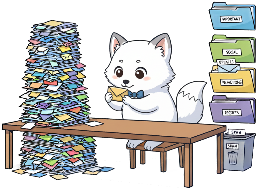 AI mascot sorting emails